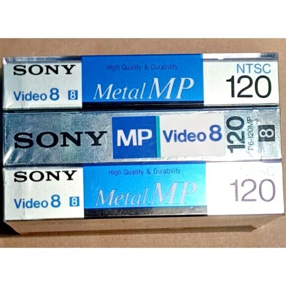 SONY 8mm VIDEO 8 Metal MP CAMCORDER TAPES P6-120MP Japan Sealed New 3 Pack - Picture 3 of 4